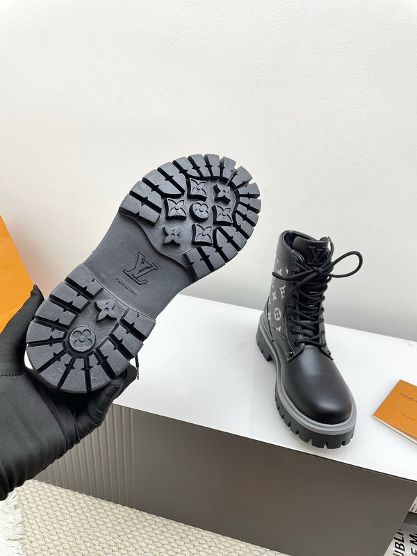 LV 25 Ankle Boots Black Monogram Cowhide 576224