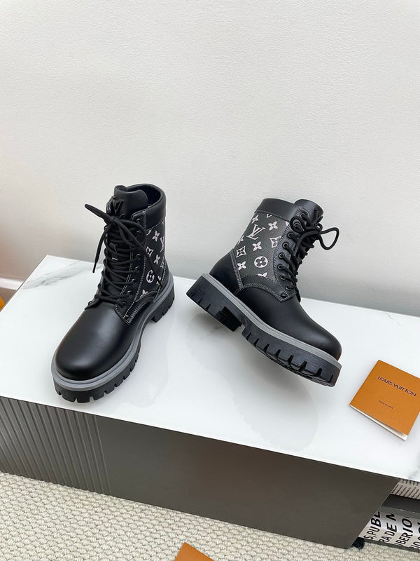 LV 25 Ankle Boots Black Monogram Cowhide 576224