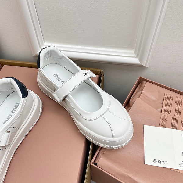 Miu 26s Mary Jane Ballerinas Blue White Calfskin 726830