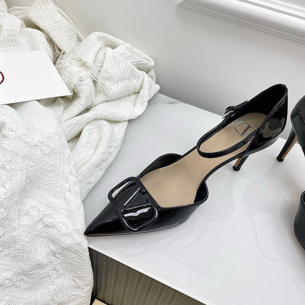 Valentino D'Orsay Slingback 6cm Black Patent Leather 726952