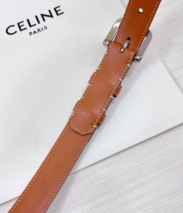 CEL Silver Western 25mm Belt Brown Cowhide 181046