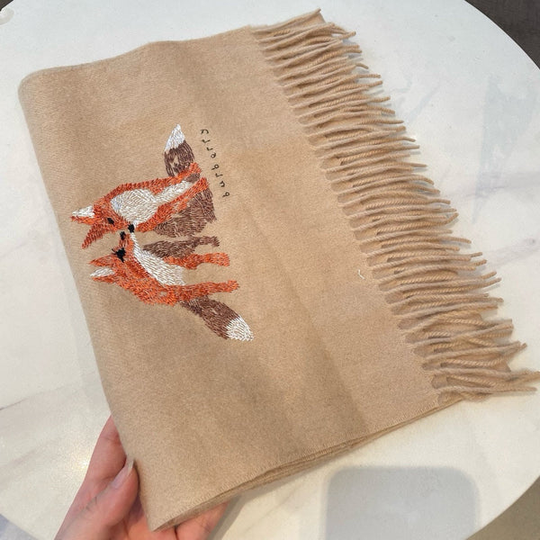 BOX WOOL CASHMERE SCARF 180 CM TAN BEIGE 394451