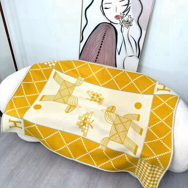 HM Avalon Blanket Yellow Mix Cream Cashmere Wool 875779