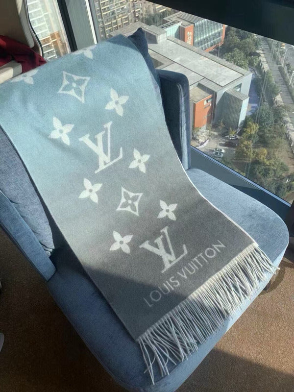 LV Gradient Pure Scarf 190cm Pastel Pink Blue Tones Cashmere 150396