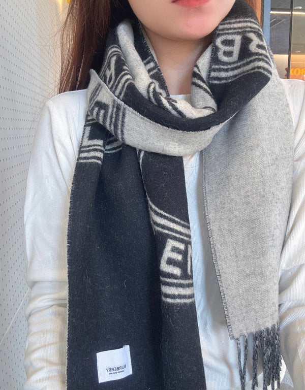BBR Long Scarf 17CM Black Calico Cashmere 150404