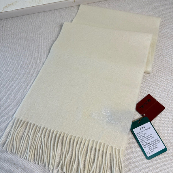 Loro Piana Long Scarf Ivory Cashmere 150413