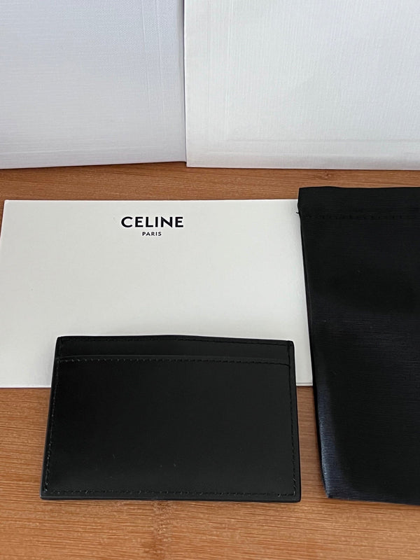 TRIOMPHE 10B703 Card Holder Black Cowhide Leather