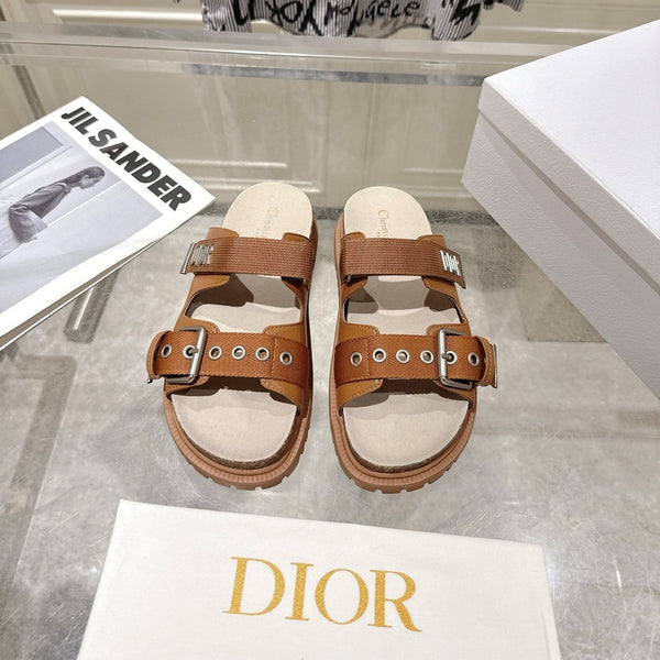 CD 26s Double-Strap Slide Sandals Tan Fabric 919009