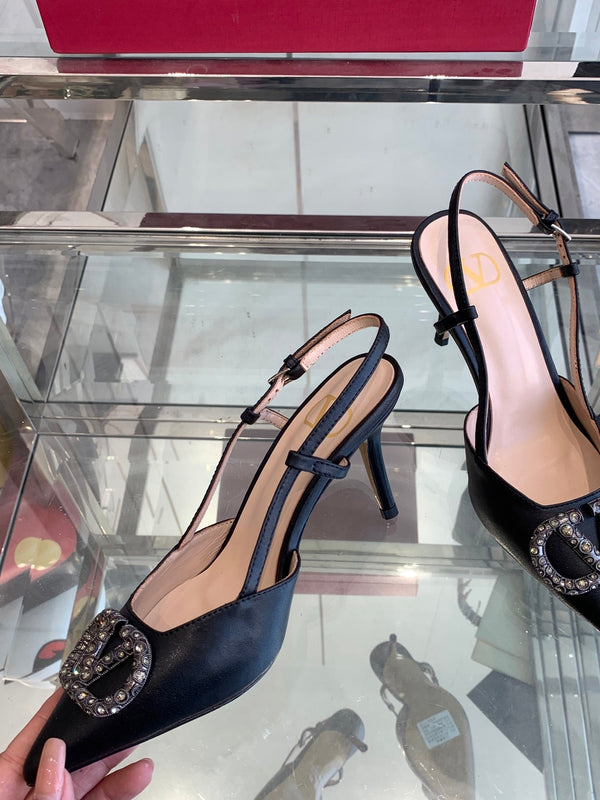 VT 25 High Heels Slingbacks Balck Cowhide 292335