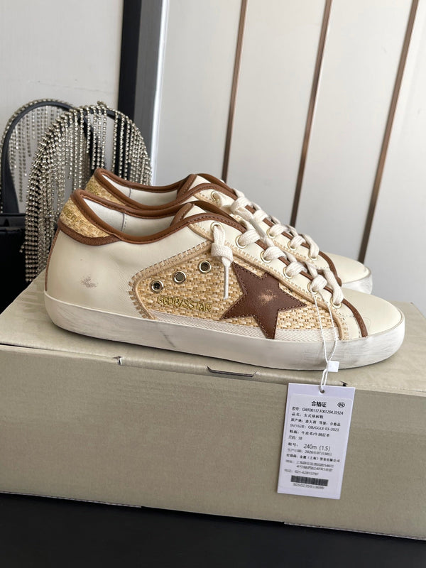 GGDB Sneakers Beige Brown Raffia Leather 110455