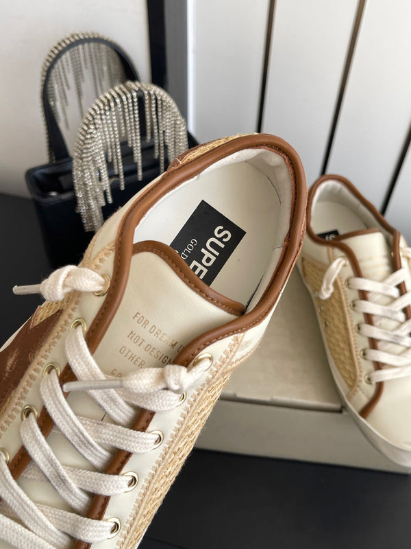 GGDB Sneakers Beige Brown Raffia Leather 110455