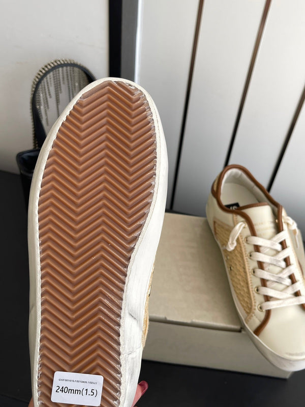 GGDB Sneakers Beige Brown Raffia Leather 110455