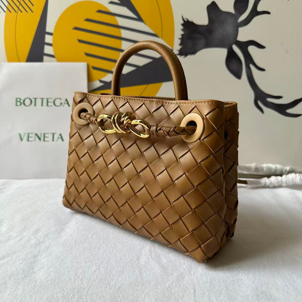BV Small Andiamo Bag 20cm Muted Brown Intrecciato Leather 291456