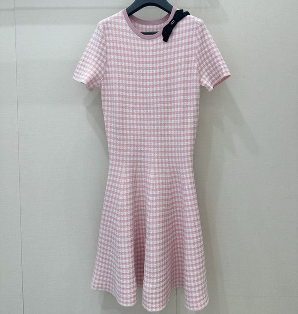 CD 2026 Checkered Knit Dress Pink Viscose 392531