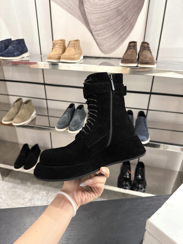 The Row 2025 Lace-up Boot Black Suede 543368
