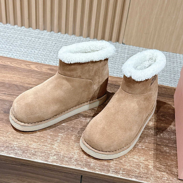 Miumiu 25 Boot Light Brown Mix White Suede Wool 553709