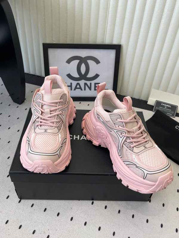 CC Platform Sneakers Pink Mesh Rubber 611800