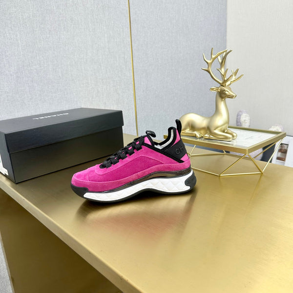 CC 26s Low-Top Chunky Sneakers Hot Pink Suede Mesh Textile 980821
