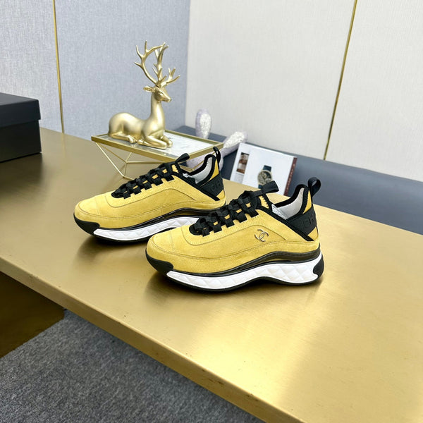 CC 26s Low-Top Chunky Sneakers Yellow Suede Mesh Textile 980822