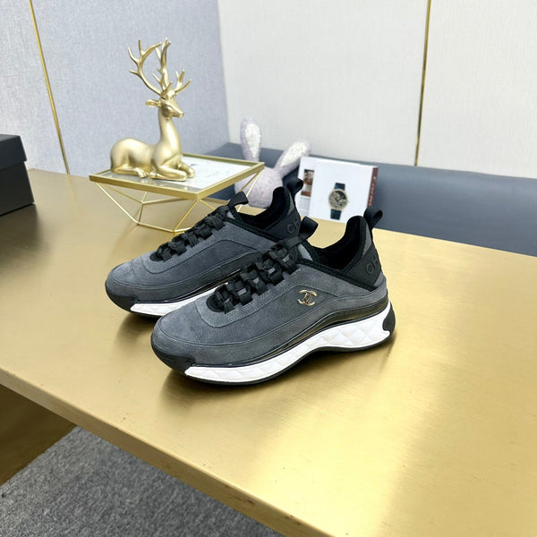 CC 26s Low-Top Chunky Sneakers Dark Grey Suede Mesh Textile 980823