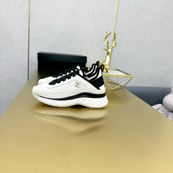 CC 26s Low-Top Chunky Sneakers White Suede Mesh Textile 980826