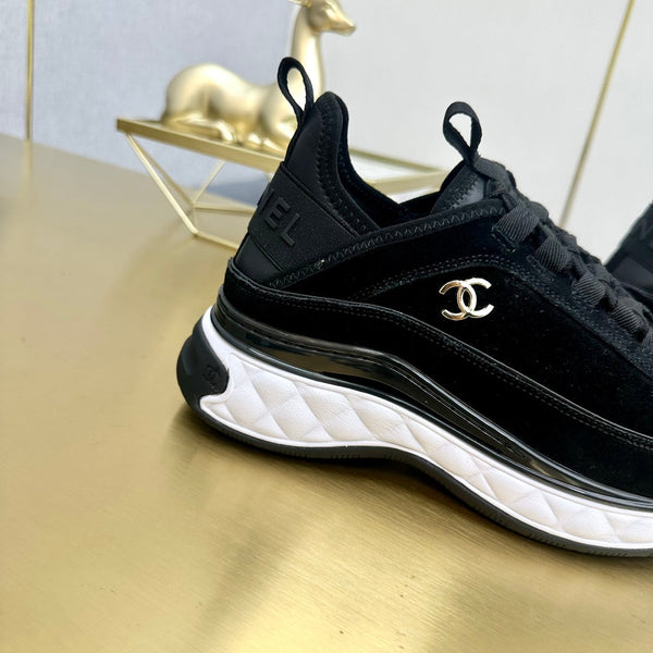 CC 26s Low-Top Chunky Sneakers Black Suede Mesh Textile 980828