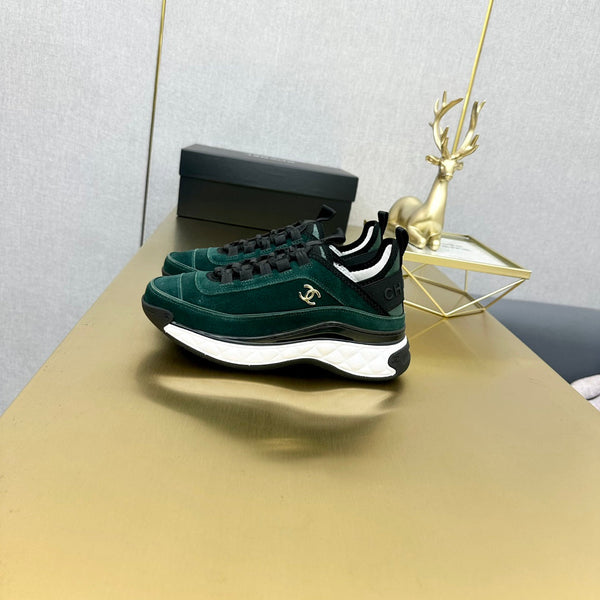 CC 26s Low-Top Chunky Sneakers Teal Green Suede Mesh Textile 980829