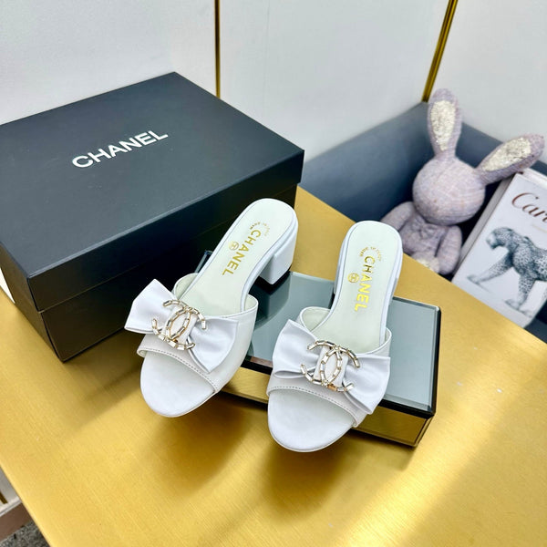 cc 25 bow mule sandal 50mm white sheepskin 238475