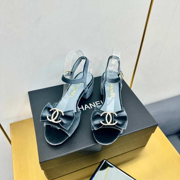 cc 25 bow sandal 50mm blue velvet 238482