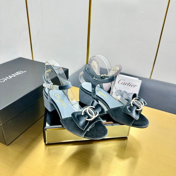 cc 25 bow sandal 50mm blue velvet 238482