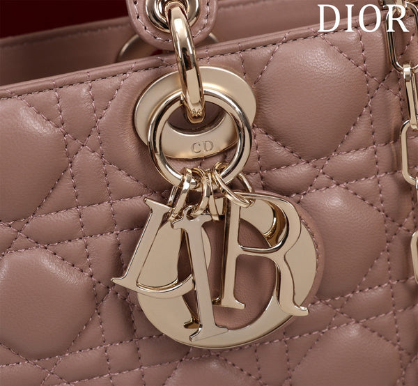medium lady d-joy 26 chocolate lambskin