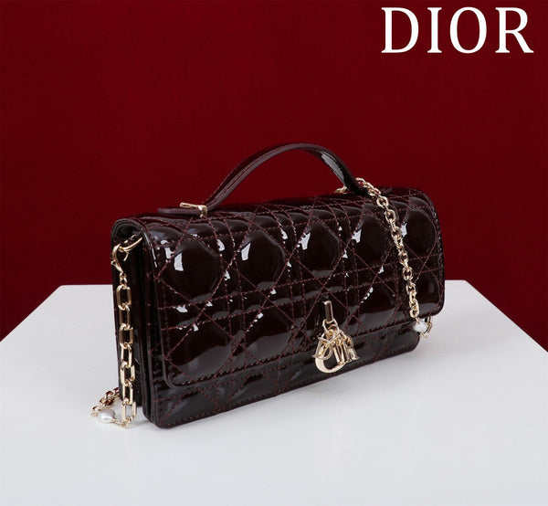 my cd mini 21 wine red patent calfskin