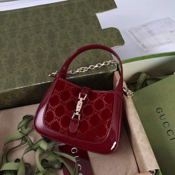 GG Jackie 1961 Mini Bag 19cm Red Patent Leather Crystals