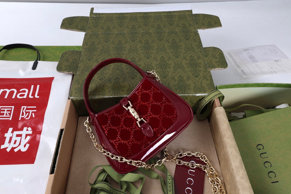 GG Jackie 1961 Mini Bag 19cm Red Patent Leather Crystals