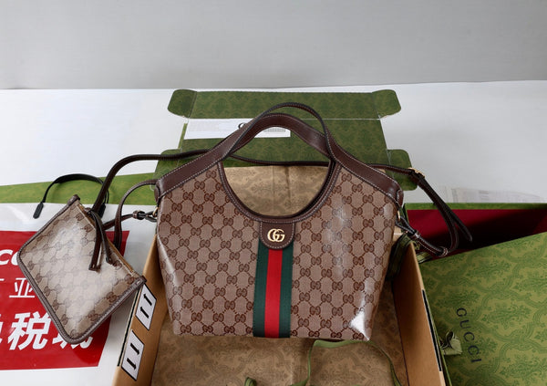 GG 26s Giglio Large Tote Bag 25cm Sand Brown Coated Canvas