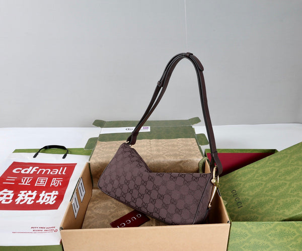 GG Half Horsebit Medium Shoulder Bag 31.5cm Brown Canvas