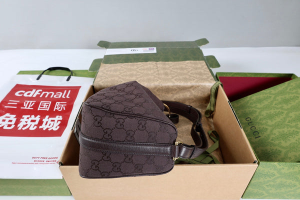 GG Half Horsebit Medium Shoulder Bag 31.5cm Brown Canvas