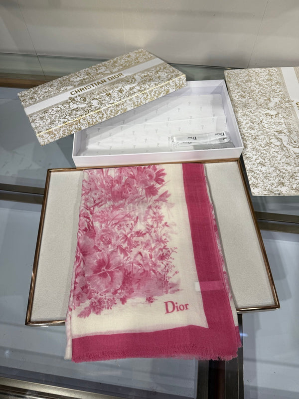 CD 26s Toile de Jouy Floral Garden Scarf 200*100cm Cashmere 215655