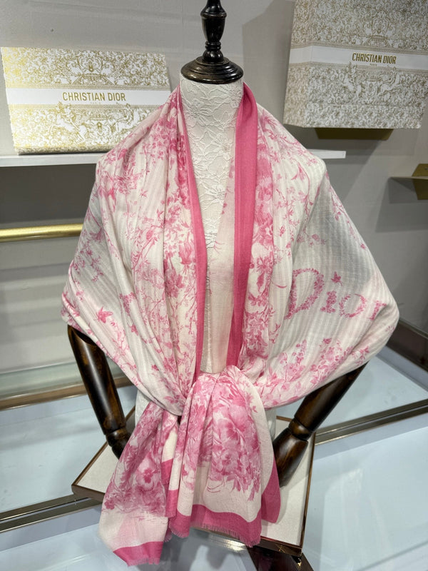 CD 26s Toile de Jouy Floral Garden Scarf 200*100cm Cashmere 215655