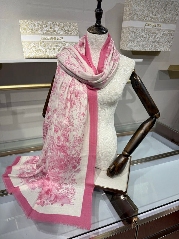 CD 26s Toile de Jouy Floral Garden Scarf 200*100cm Cashmere 215655