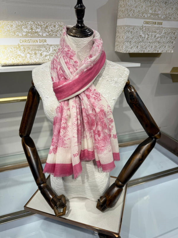 CD 26s Toile de Jouy Floral Garden Scarf 200*100cm Cashmere 215655