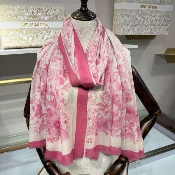CD 26s Toile de Jouy Floral Garden Scarf 200*100cm Cashmere 215655