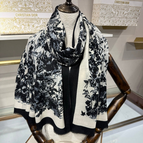 CD 26s Toile de Jouy Floral Garden Scarf 200*100cm Cashmere 215657