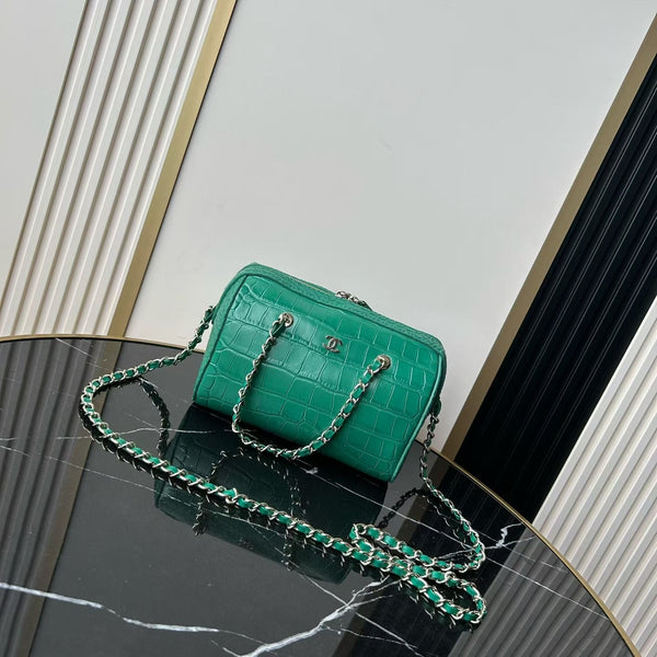 CC 26P Bowling Bag Green Crocodile-Embossed Calfskin