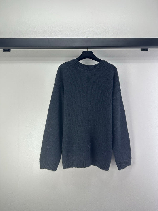 CC Floral Long-Sleeved Sweater Black Wool Nylon 345974