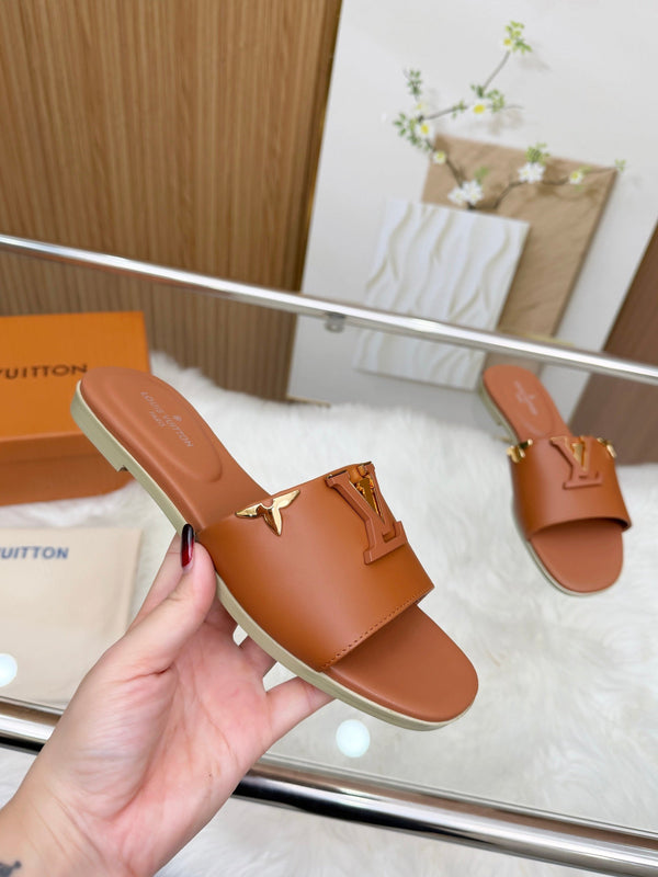 LV Mare Flat Mule Brown Sheepskin