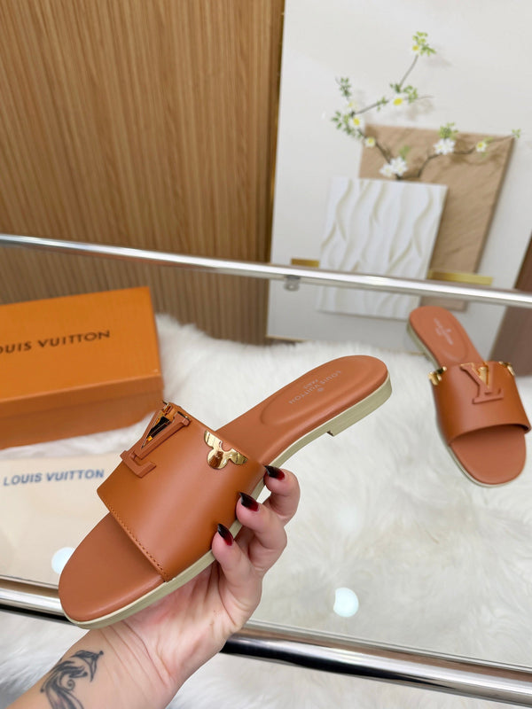 LV Mare Flat Mule Brown Sheepskin