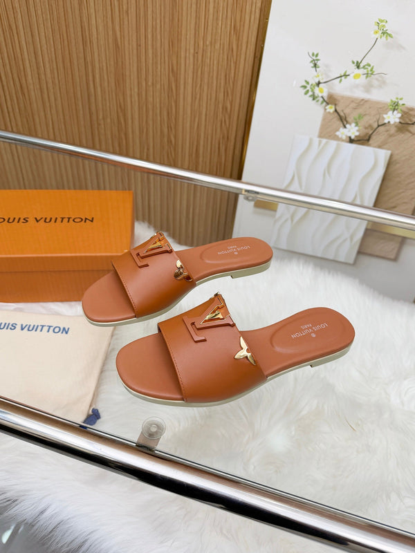 LV Mare Flat Mule Brown Sheepskin