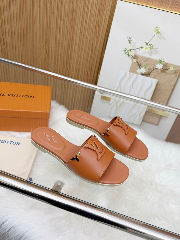LV Mare Flat Mule Brown Sheepskin