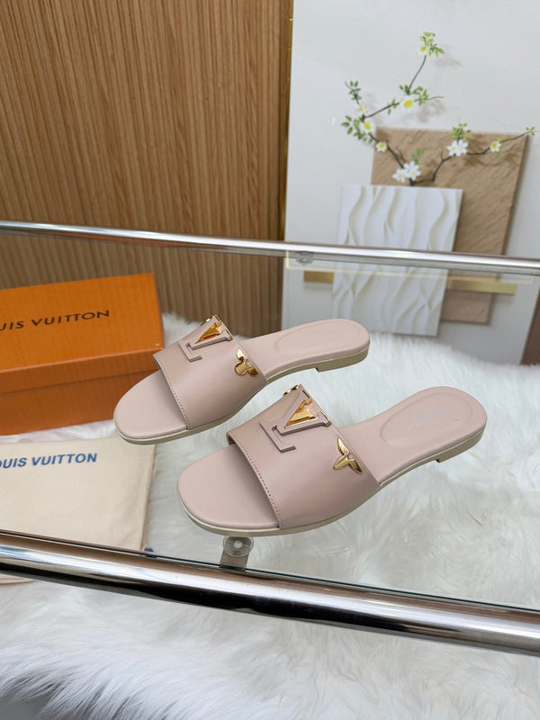 LV Mare Flat Mule Light Taupe Sheepskin